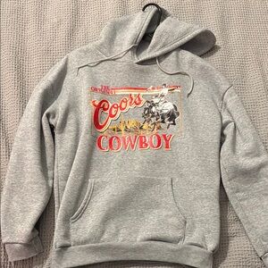 Gray Hooded Sweatshirt with Retro Graphic Design